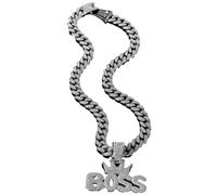BISONBLUE Collier Chaîne Homme Bijoux Hip Hop Femme Pendentif Sport Collier Hip Hop Exagéré Couronne Lettre Boss Pendentif Discothèque Personnalisé Rebond Hommes Collier Accessoires Silver45Cm