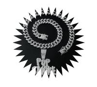 BISONBLUE Collier Chaîne Homme Bijoux Hip Hop Femme Pendentif Sport Collier Hip-Hop Exagéré Pop Smoke Lettres Plein Diamant Pendentif Collier Personnalisé Discothèque Hommes Silver45Cm