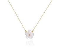 BISONBLUE Collier Femme Pendentif Chaîne Filles Cadeau Necklace Collier De Fleurs Esthétiques De Fleurs De Pêche Blanches