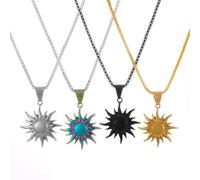 BISONBLUE Collier Femme Pendentif Chaîne Filles Cadeau Necklace Pendentif Soleil Collier Homme Hip Hop Punk Accessoires Fête Or