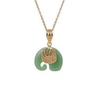 BISONBLUE Collier Femmes Pendentif Cadeaux Chaîne Collier Vintage Avec Pendentif Éléphant En Jade Hetian Blanc, Chaîne En Saphir Pour Femmes Gn