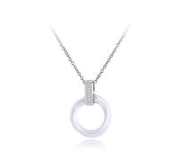 BISONBLUE Collier Femmes Pendentif Cadeaux Chaîne Colliers Avec Pendentif En Cristal Et Céramique, Noir Et Blanc, Pour Femmes, Steelwhite