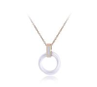 BISONBLUE Collier Femmes Pendentif Cadeaux Chaîne Colliers Avec Pendentif En Cristal Et Céramique, Noir Et Blanc, Pour Femmes, Rosegoldwhite