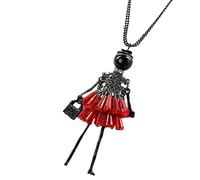 BISONBLUE Collier Pendentif Femmes Hommes Chaîne Chandail Chaîne Mode Femmes Pull Chaîne Collier Noir Rouge Pendentif Perles Lien Colliers Pour Femmes Cadeau De Rouge