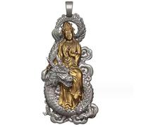 BISONBLUE Collier Pendentif Femmes Hommes Chaîne Chandail Chaîne Personnalité De La Mode Vintage Dragon Bodhisattva Bouddha Pendentif Collier Pour Hommes Punk Bouddhiste Amulette Femmes Tendance