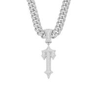 BISONBLUE Collier Pendentif Homme Femme Chaîne Punk Rock Cadeau Collier Pendentif Hip-Hop Tridimensionnel Hip-Hop Tendance Collier Homme Argent45Cm
