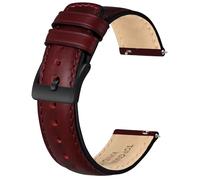 BISONSTRAP Bracelet de Montre en Cuir pour Homme et Femme, Cuir Huileux Pull-Up, Bracelets de Remplacement à Libération Rapide, 20mm, Bourgogne (Boucle Noire)