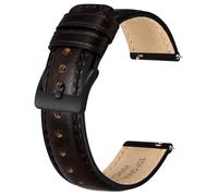 BISONSTRAP Bracelet de Montre en Cuir pour Homme et Femme, Cuir Huileux Pull-Up, Bracelets de Remplacement à Libération Rapide, 22mm, Noir Décoloré (Boucle Noire)