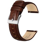 BISONSTRAP Bracelet de Montre en Cuir pour Homme et Femme, Cuir Huileux Pull-Up, Bracelets de Remplacement à Libération Rapide, 22mm, Caramel Foncé (Boucle Argentée)