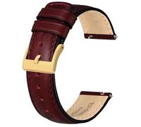 BISONSTRAP Bracelet de Montre en Cuir pour Homme et Femme, Cuir Huileux Pull-Up, Bracelets de Remplacement à Libération Rapide, 22mm, Bourgogne (Boucle Dorée)