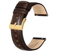 BISONSTRAP Bracelet de Montre en Cuir pour Homme et Femme, Cuir Huileux Pull-Up, Bracelets de Remplacement à Libération Rapide, 20mm, Marron Foncé (Boucle Dorée)