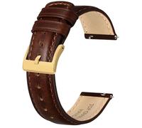 BISONSTRAP Bracelet de Montre en Cuir pour Homme et Femme, Cuir Huileux Pull-Up, Bracelets de Remplacement à Libération Rapide, 22mm, Caramel Foncé (Boucle Dorée)