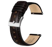 BISONSTRAP Bracelet de Montre en Cuir pour Homme et Femme, Cuir Huileux Pull-Up, Bracelets de Remplacement à Libération Rapide, 22mm, Noir Décoloré (Boucle Argentée)