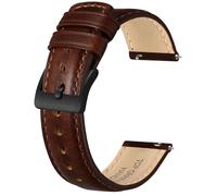 BISONSTRAP Bracelet de Montre en Cuir pour Homme et Femme, Cuir Huileux Pull-Up, Bracelets de Remplacement à Libération Rapide, 22mm, Caramel Foncé (Boucle Noire)