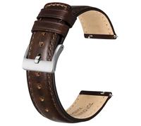 BISONSTRAP Bracelet de Montre en Cuir pour Homme et Femme, Cuir Huileux Pull-Up, Bracelets de Remplacement à Libération Rapide, 22mm, Marron Foncé (Boucle Argentée)