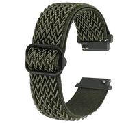 BISONSTRAP Bracelet de Montre en Nylon Extensible, Bandes à Boucle Réglable, Libération Rapide, Bracelet en Nylon Tressé Élastique 19mm, Vert Armée