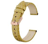BISONSTRAP Bracelets de Montre en Cuir, Bandes de Remplacement Souples avec Boucle Polie, 10mm,Blé avec Boucle en Or Rose