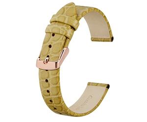 BISONSTRAP Bracelets de Montre en Cuir, Bandes de Remplacement Souples avec Boucle Polie, 10mm,Blé avec Boucle en Or Rose