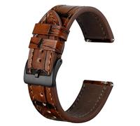 BISONSTRAP Sophistiqués Bracelets de Montre 18mm, Cuir Italien avec Motif Gaufré en Alligator, Bracelets de Remplacement à Dégagement Rapide, Marron Caramel (Boucle Noire)