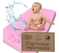 Bisoo Drap Housse 50x95 / 50x100 Impermeable - Drap Housse Alese Protege Matelas Bebe pour Tour de Parc et Lit Bebe - 100% Jersey Oeko-Tex - 1 Drap Impermeable Rose 95x50 / 100x50 CM