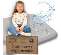 Bisoo Drap Housse 90x180 Impermeable - Alese 2en1 Drap Housse tege Matelas Reglable Impermeable pour Lit Montessori Enfant - 100% Jersey Oeko-Tex - 1 Drap Impermable Gris 180x90