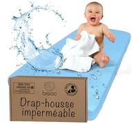 Bisoo Drap Housse Cododo 55x90 Impermeable - Drap Housse Berceau Alese Protege Matelas Bebe Compatible Kinderkraft Fabimax Neste Waldin Hauck - 100% Jersey Oeko-Tex - 1 Drap Bleu 55 x 90 CM