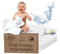Bisoo Drap Housse Couffin Impermeable 30x75-2en1 Drap Housse Alese Protege Matelas Bebe Reglable pour Landau, Nacelle et Couffin - 100% Jersey Oeko-Tex - 1 Drap Blanc 75x30 CM