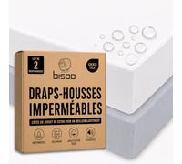 Bisoo Drap Magique. Drap-Housse 50x83 1 Blanc + 1 Gris pour Lit Cododo