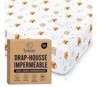 Bisoo Drap Magique. Drap-Housse 80x160 Lions pour Lit Montessori