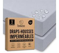 Bisoo Drap Magique. Drap-Housse Imperméable 35x75 2 Gris pour Couffin | 2 en 1, Économisez l'alèse, Imperméable, Respirant, Doux Coton Jersey Oeko-Tex