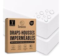 Bisoo Drap Magique. Drap-Housse Imperméable 40x80 2 Blancs pour Nacelle | Drap-Housse et Alèse en une Pièce, Économie, Imperméable, Respirant, Silencieux, Coton Jersey Oeko-Tex