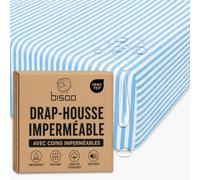 Bisoo Drap Magique. Drap-Housse Imperméable 55x90 Rayures pour Lit Cododo | Drap-Housse et Alèse en une Pièce, Économie, Imperméable, Respirant, Silencieux, Coton Jersey Oeko-Tex