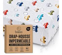 Bisoo Drap Magique. Drap-Housse Imperméable 70x140 Voitures pour Lit Bébé