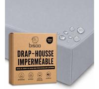 Bisoo Drap Magique. Drap-Housse Imperméable 80x160 Gris pour Lit Montessori
