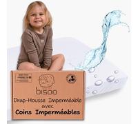 Bisoo Magic Drap 40x80 - Drap-Housse Imperméable Intégral 2en1: Drap en Coton Jersey + Alèse Protège-Matelas pour Nacelle et Berceau - Silencieux Respirant Tout Doux, Oeko-Tex (80x40 Blanc)