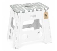 Bisoo Tabouret Marche Pied Pliable 32 cm, Escabeau, Douche, WC, Gris Sauge | Escabeau, repose-pieds, banc et petit escalier pliant en plastique : placard haut, cuisine, douche, garage, jardin, camping