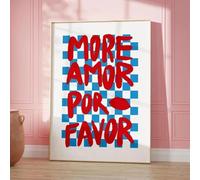 Bisou & More Amore Rose Français Impression Sur Toile Bonjour Bonne Nuit Baiser Affiche D'Art Mural Pour Salon Moderne Décoration D'Intérieur A4 30X40Cm Sans Cadre