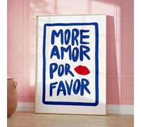 Bisou & More Amore Rose Français Impression Sur Toile Bonjour Bonne Nuit Baiser Affiche D'Art Mural Pour Salon Moderne Décoration D'Intérieur A9 30X40Cm Sans Cadre