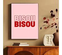Bisou & More Amore Rose Français Impression Sur Toile Bonjour Bonne Nuit Baiser Affiche D'Art Mural Pour Salon Moderne Décoration D'Intérieur A10 30X40Cm Sans Cadre