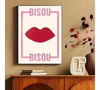 Bisou & More Amore Rose Français Impression Sur Toile Bonjour Bonne Nuit Baiser Affiche D'Art Mural Pour Salon Moderne Décoration D'Intérieur A12 21X30Cm Sans Cadre