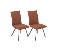 BISPO - Lot de 2 Chaises Tissu Texturé Coloris Brique Terracotta -