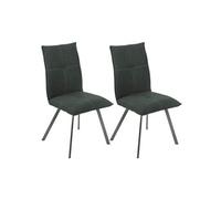 BISPO - Lot de 2 Chaises Tissu Texturé Coloris Gris Anthracite -