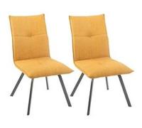 AltoBuy BISPO - Lot de 2 Chaises Tissu Texturé Coloris Jaune Moutarde