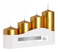 Bispol 4 bougies piliers dorées, 5 cm de diamètre, sans parfum, qualité RAL, certifié TÜV