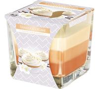 Bispol Belle bougie 3 couleurs en verre, 10 parfums, 32 heures de combustion (cupcake vanille)