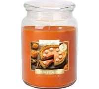 BISPOL Grande bougie parfumée en verre avec couvercle, 100 heures de combustion, poids 500g, hauteur 14 cm, parfum : tarte à la citrouille/ Pumpkin Pie