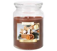 BISPOL Grande bougie parfumée en verre avec couvercle, 100 heures de combustion, poids 500g, hauteur 14 cm, parfum : pain d'épices / Gingerbread