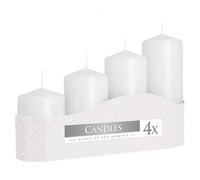 Bispol - Lot de 4 bougies piliers blanches claires - Diamètre : 4,8 cm - Hauteur : 7, 9, 11, 13 cm - Durée de combustion : 33 heures - Décoration parfaite des bougies de l'Avent pour une ambiance