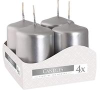 Bispol Lot de 4 bougies votives, 13 couleurs au choix, 7 heures de combustion (argent métallique)