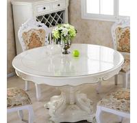 BisQu - Protection de table en PVC transparent, nappe ronde imperméable en vinyle lavable pour table de salle à manger, sous-main de bureau rond transparent (diamètre 150 cm, transparent, 1,5 mm)